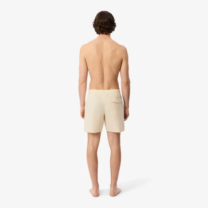 Stripete badetrunks i mellomlengde med struktur for menn