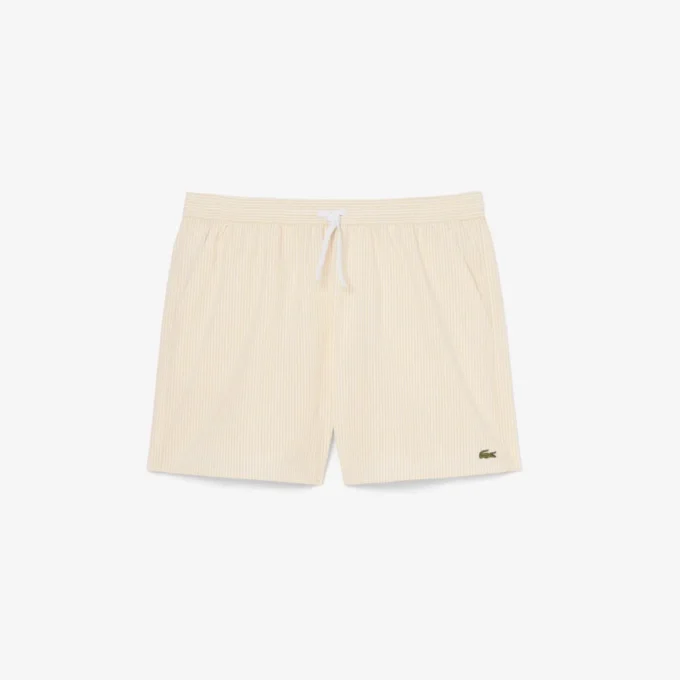 Stripete badetrunks i mellomlengde med struktur for menn