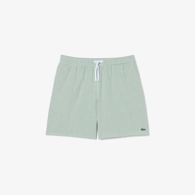 Stripete badetrunks i mellomlengde med struktur for menn