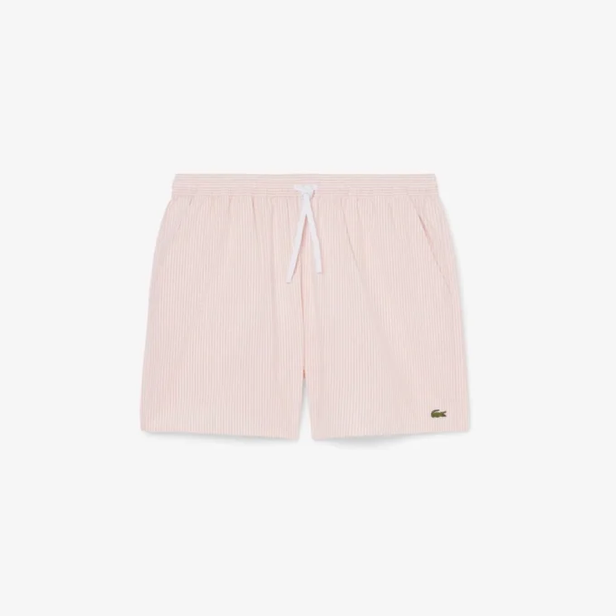 Stripete badetrunks i mellomlengde med struktur for menn