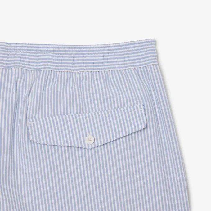Stripete badetrunks i mellomlengde med struktur for menn