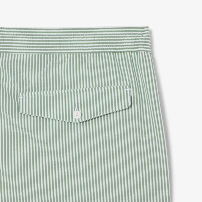 Stripete badetrunks i mellomlengde med struktur for menn