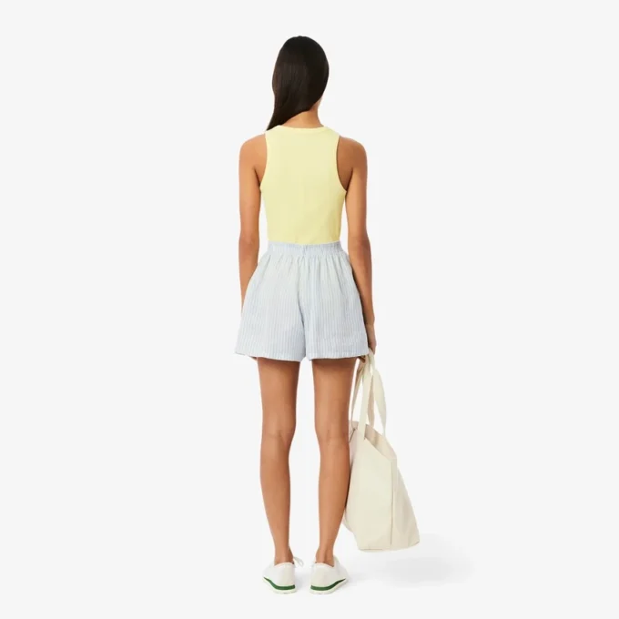 Stripete lin-shorts med avslappet passform for kvinner