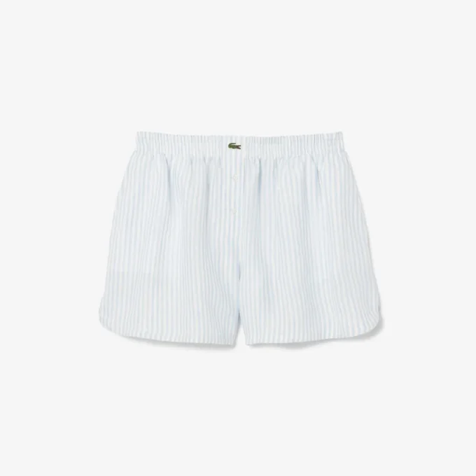 Stripete lin-shorts med avslappet passform for kvinner