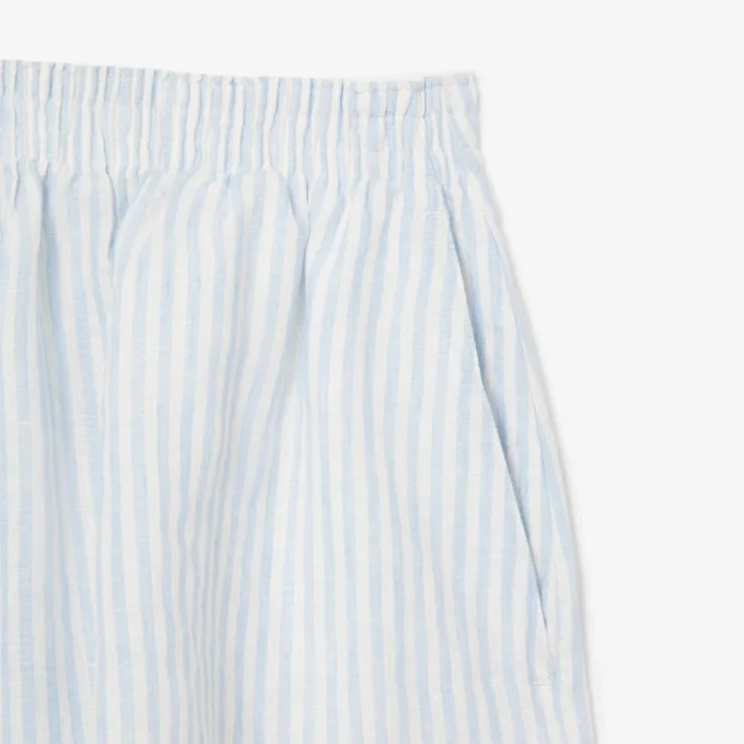 Stripete lin-shorts med avslappet passform for kvinner