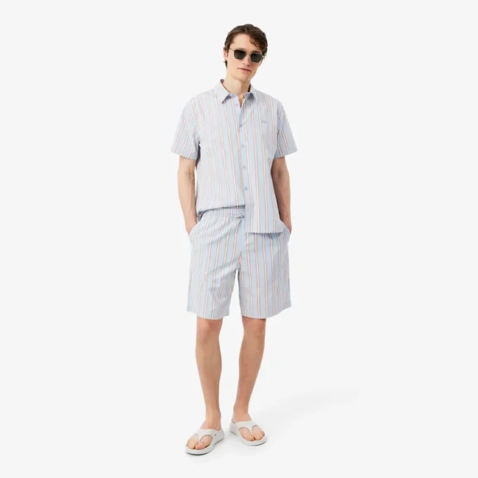 Stripete shorts i bomullspoplin