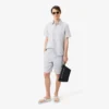 Stripete shorts i bomullspoplin