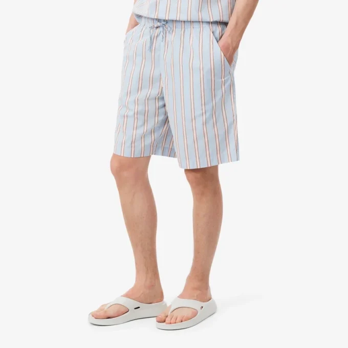 Stripete shorts i bomullspoplin