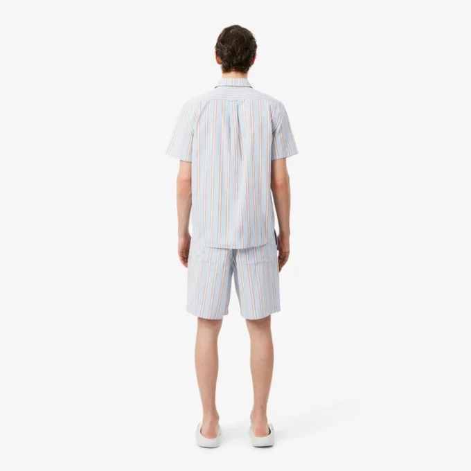 Stripete shorts i bomullspoplin