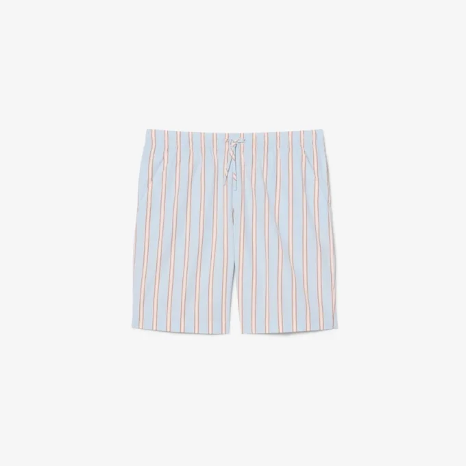 Stripete shorts i bomullspoplin