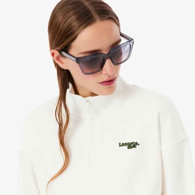 Sweatshirt med glidelås og logo i avslappet passform