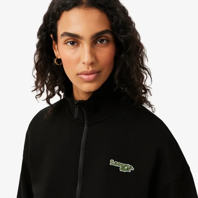 Sweatshirt med glidelås og logo i avslappet passform