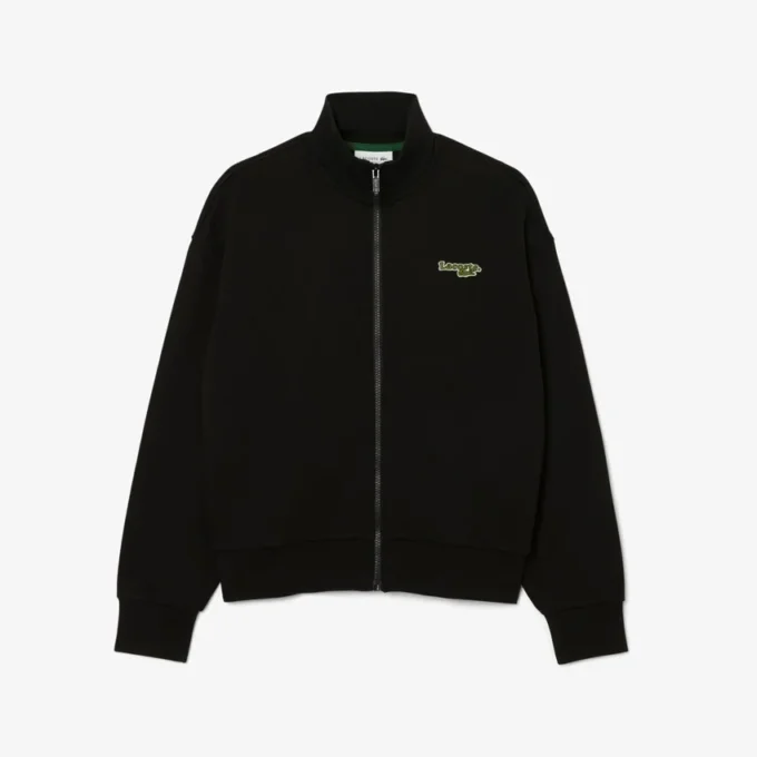 Sweatshirt med glidelås og logo i avslappet passform