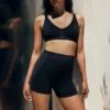 Sykkelshorts i mikrofiber med høy midje