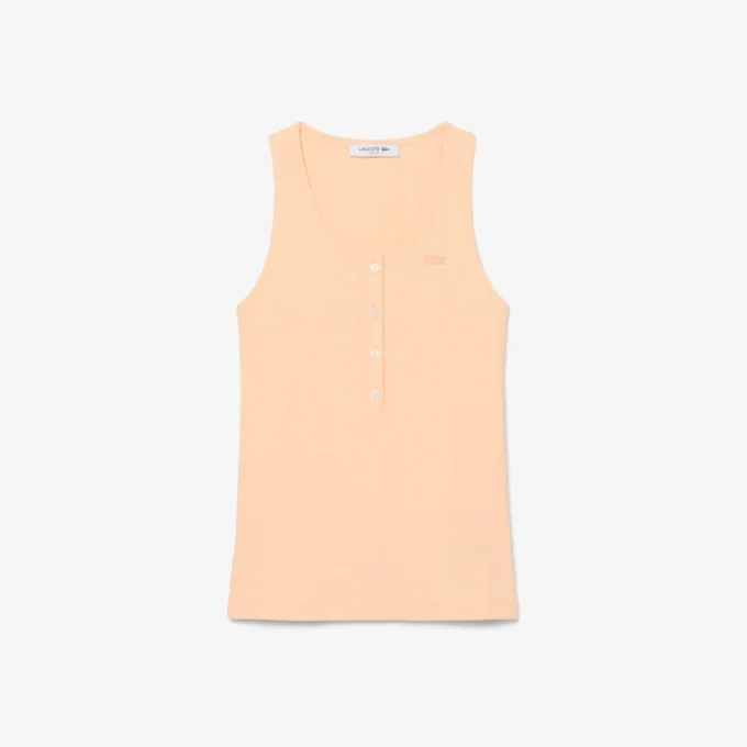 Tank-top i ribbet bomull med slim fit