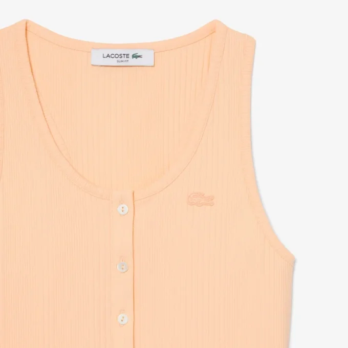 Tank-top i ribbet bomull med slim fit