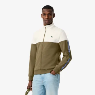 Tennissweatshirt med glidelås og fargeblokker for menn