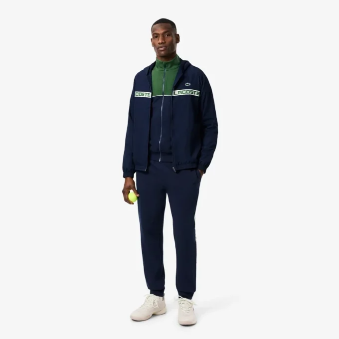 Tennissweatshirt med glidelås og fargeblokker for menn