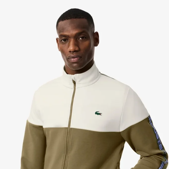 Tennissweatshirt med glidelås og fargeblokker for menn