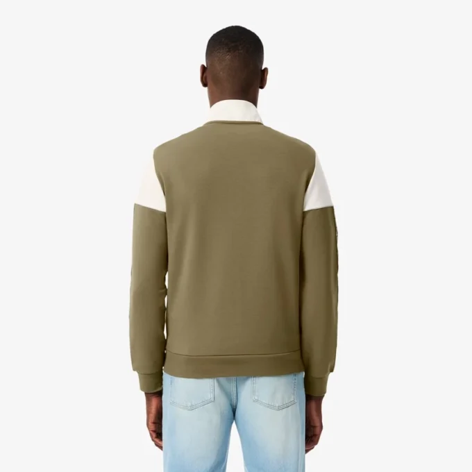 Tennissweatshirt med glidelås og fargeblokker for menn