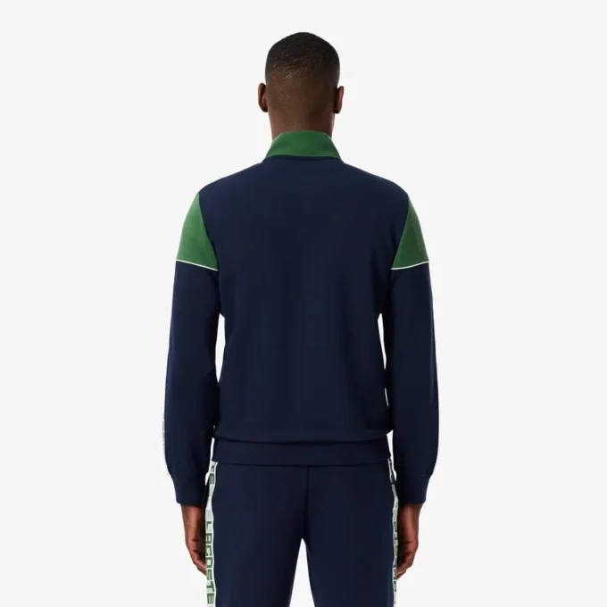Tennissweatshirt med glidelås og fargeblokker for menn