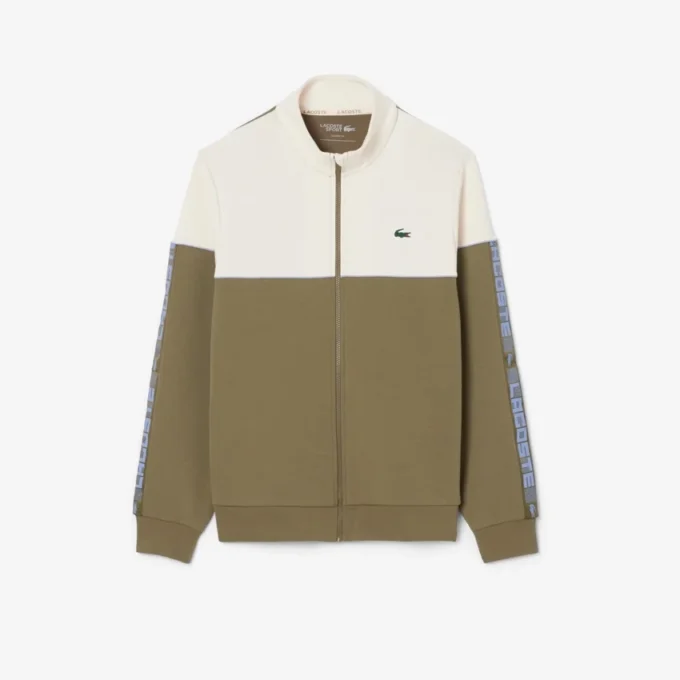Tennissweatshirt med glidelås og fargeblokker for menn