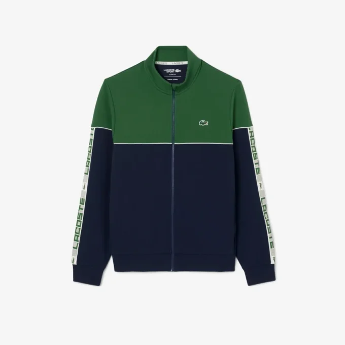 Tennissweatshirt med glidelås og fargeblokker for menn