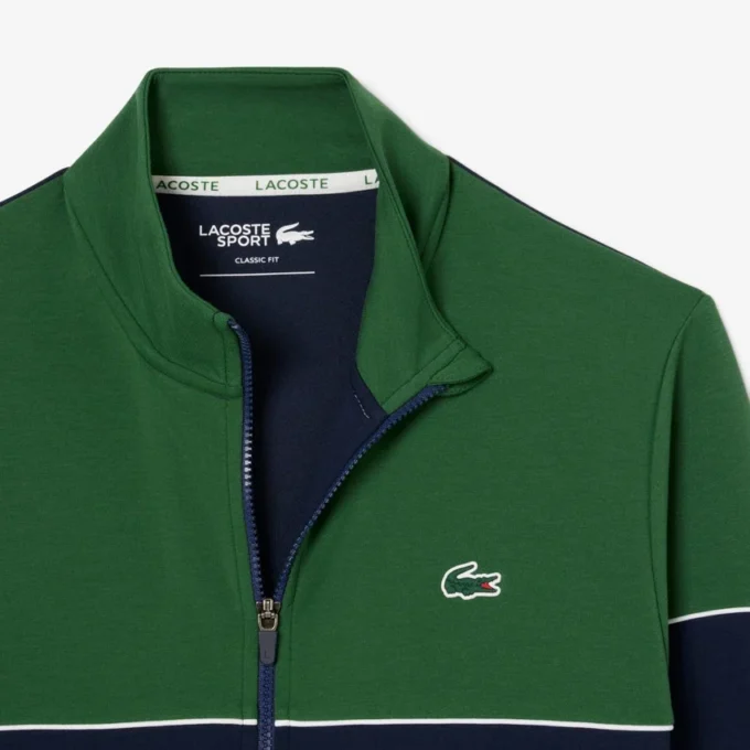 Tennissweatshirt med glidelås og fargeblokker for menn
