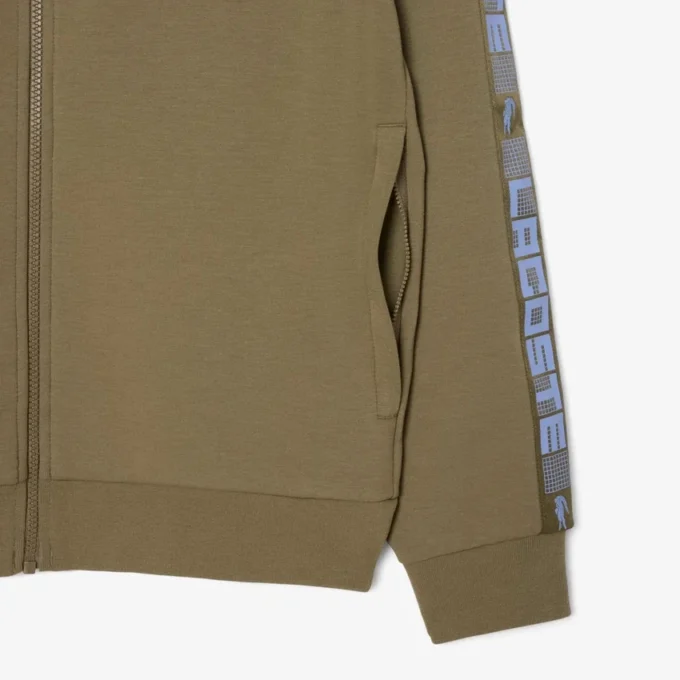Tennissweatshirt med glidelås og fargeblokker for menn