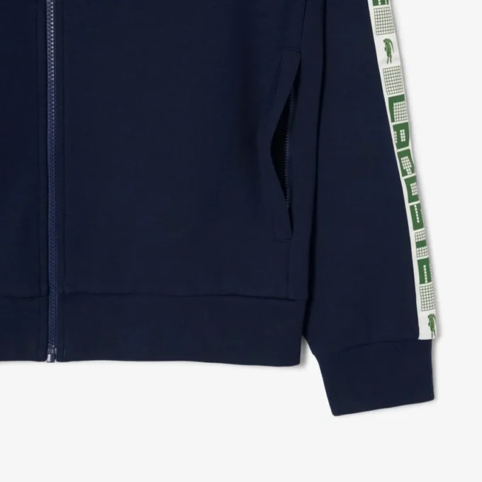 Tennissweatshirt med glidelås og fargeblokker for menn