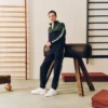 Tennissweatshirt med glidelås og fargeblokker for menn