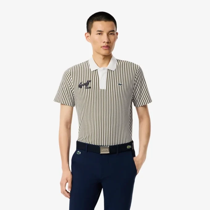 Termoregulerende stripet golfpolo for menn
