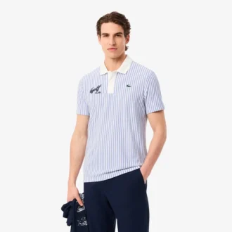 Termoregulerende stripet golfpolo for menn