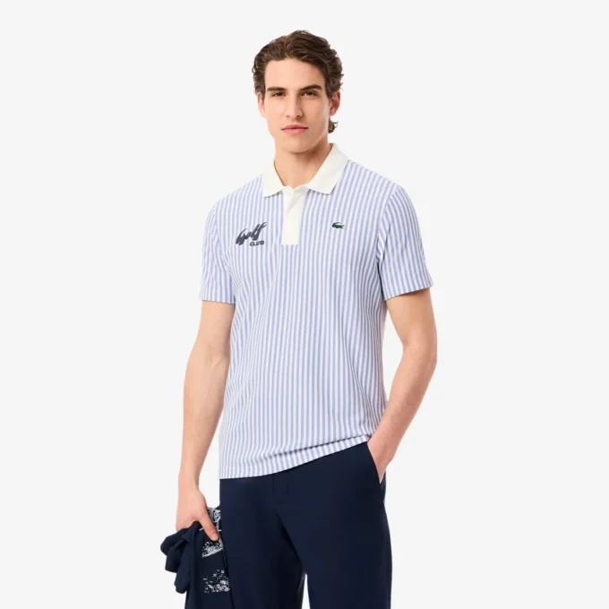 Termoregulerende stripet golfpolo for menn