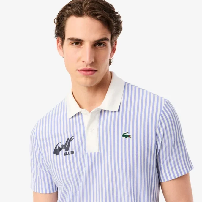 Termoregulerende stripet golfpolo for menn
