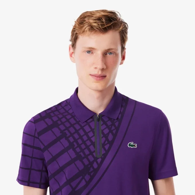 Ultra Dry-tennis-poloskjorte med trykk og slim fit for menn