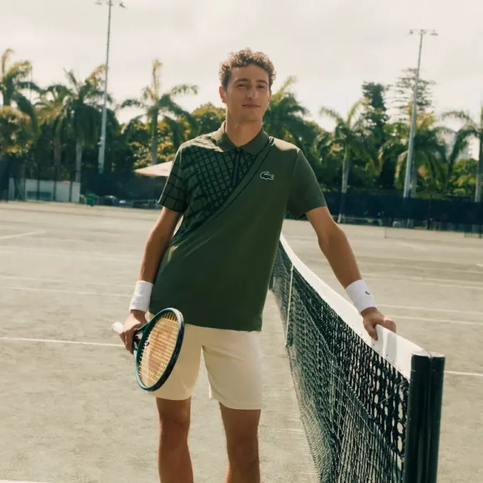 Ultra Dry-tennis-poloskjorte med trykk og slim fit for menn