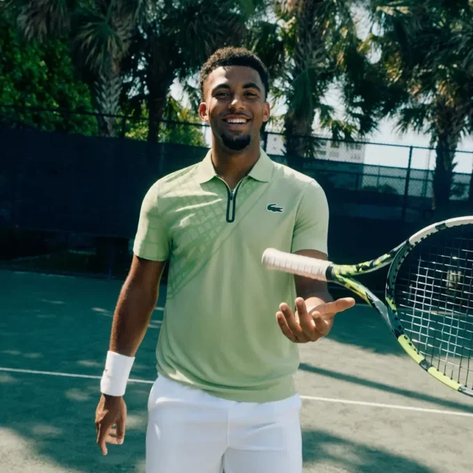 Ultra Dry-tennis-poloskjorte med trykk og slim fit for menn