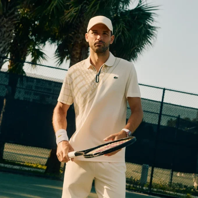 Ultra Dry-tennis-poloskjorte med trykk og slim fit for menn