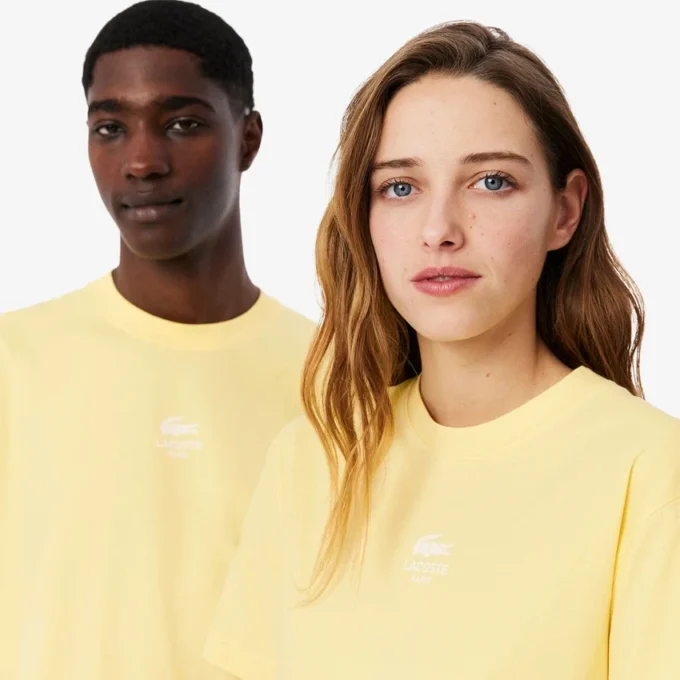Unisex bomulls-T-skjorte med signaturtrykk