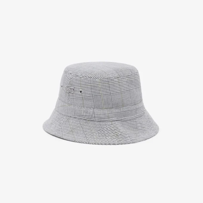 Unisex-buckethat i bomull med dobbeltsidig rutemønster