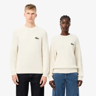 Unisex ribbestrikket bomullsgenser med logo