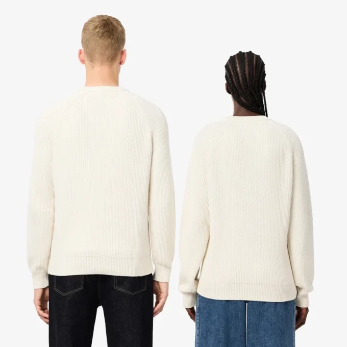 Unisex ribbestrikket bomullsgenser med logo
