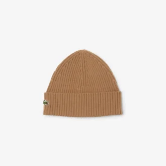 Unisex ribbestrikket lue i børstet ull