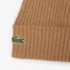 Unisex ribbestrikket lue i børstet ull
