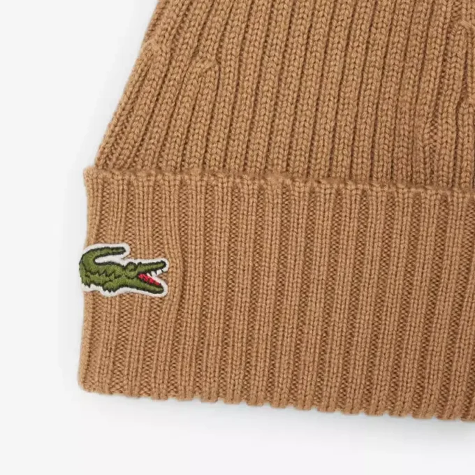 Unisex ribbestrikket lue i børstet ull