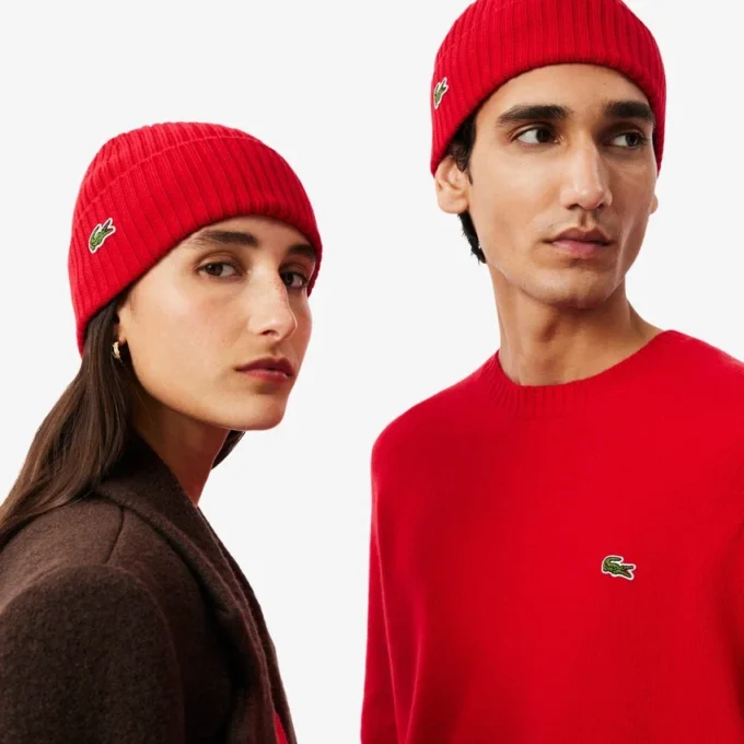 Unisex ribbestrikket lue i børstet ull