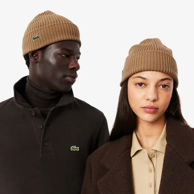 Unisex ribbestrikket lue i børstet ull
