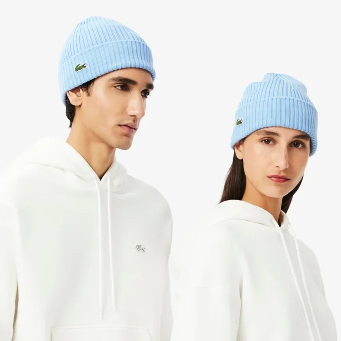 Unisex ribbestrikket lue i børstet ull