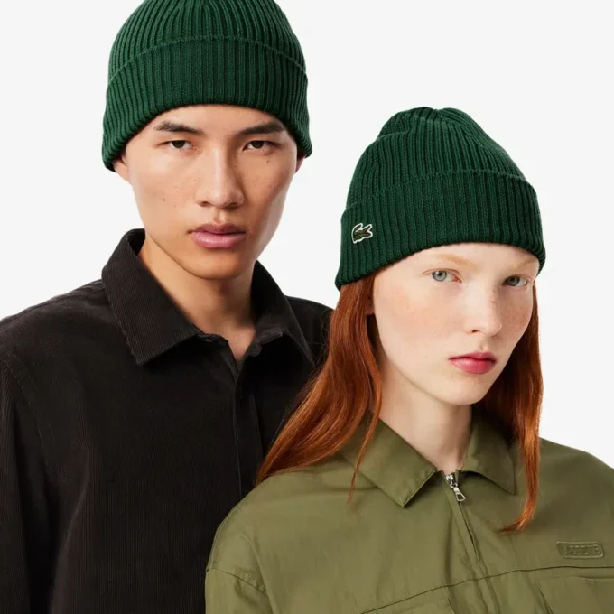 Unisex ribbestrikket lue i børstet ull